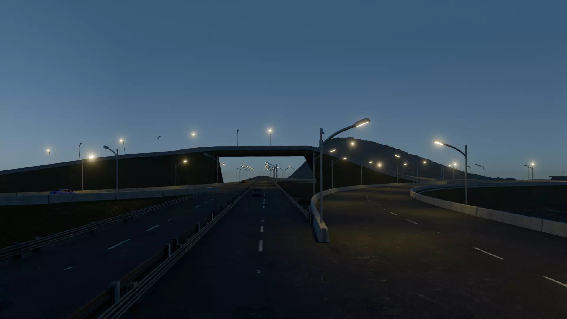 3D Trumpet Highway Interchange Model Realistic Road Design Low-poly 3D model_2