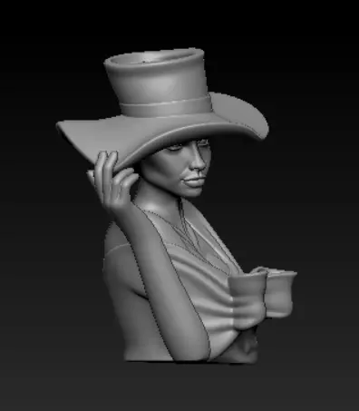 Elegant Woman Planter Sculpture Lady with Hat Flower Pot  3D print model_3