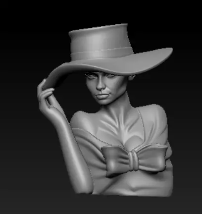 Elegant Woman Planter Sculpture Lady with Hat Flower Pot  3D print model_1