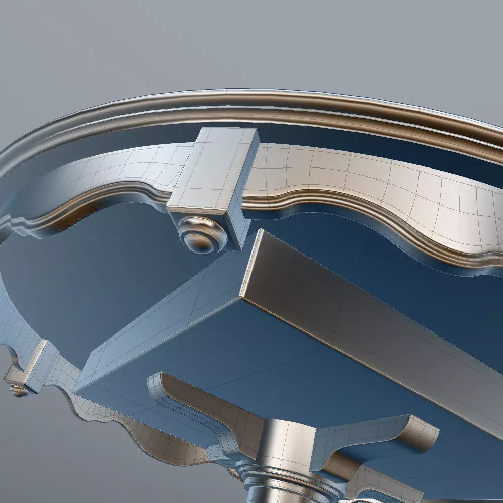 Antique-Style Round Table 3D model_12