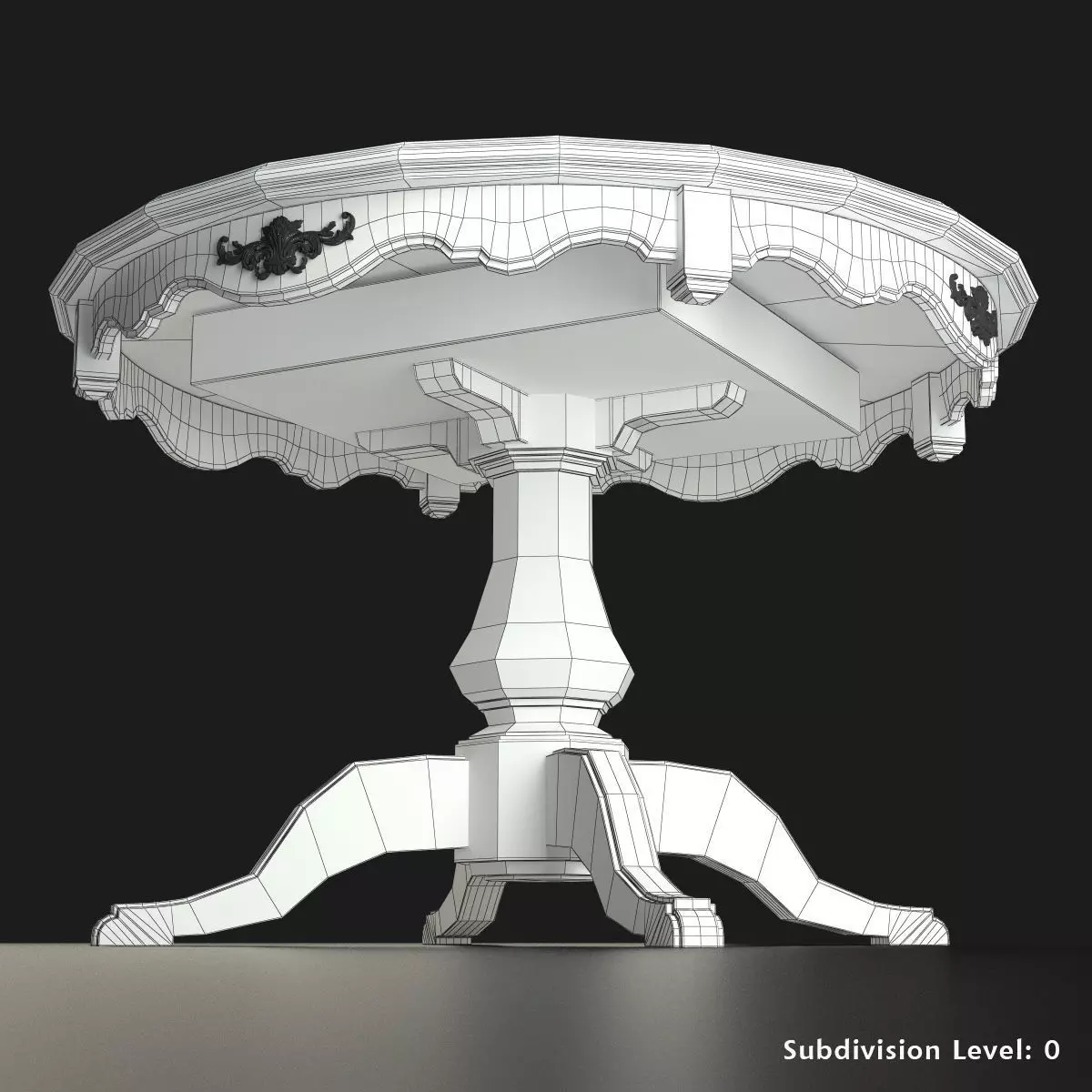 Antique-Style Round Table 3D model_8