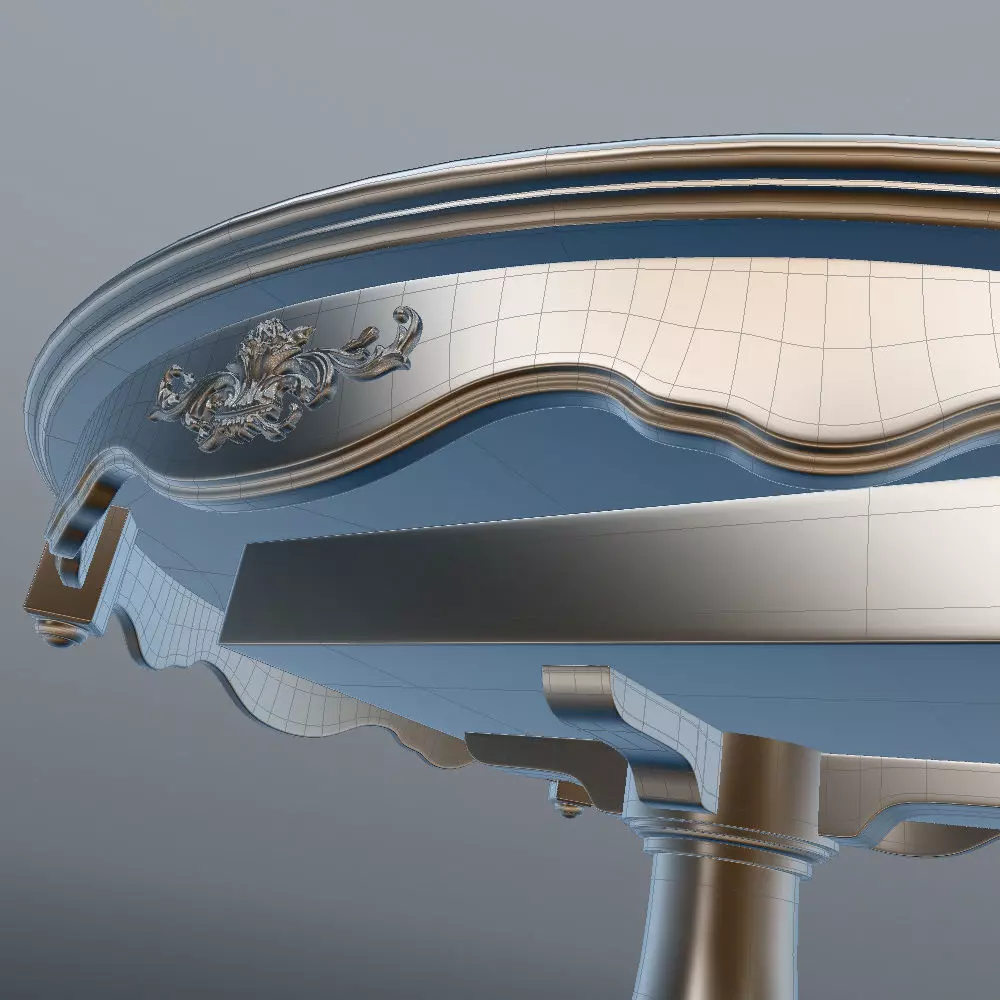 Antique-Style Round Table 3D model_14