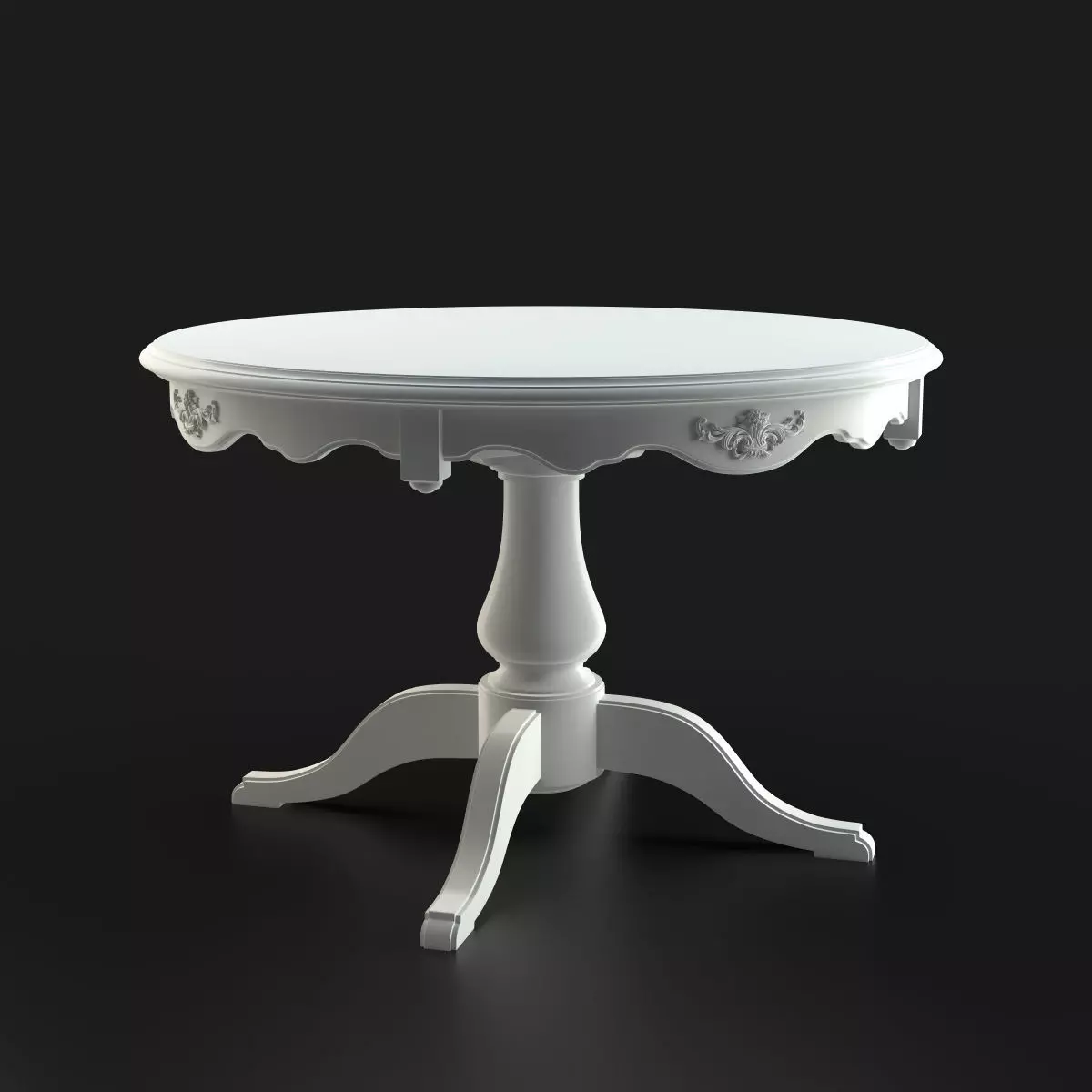 Antique-Style Round Table 3D model_0