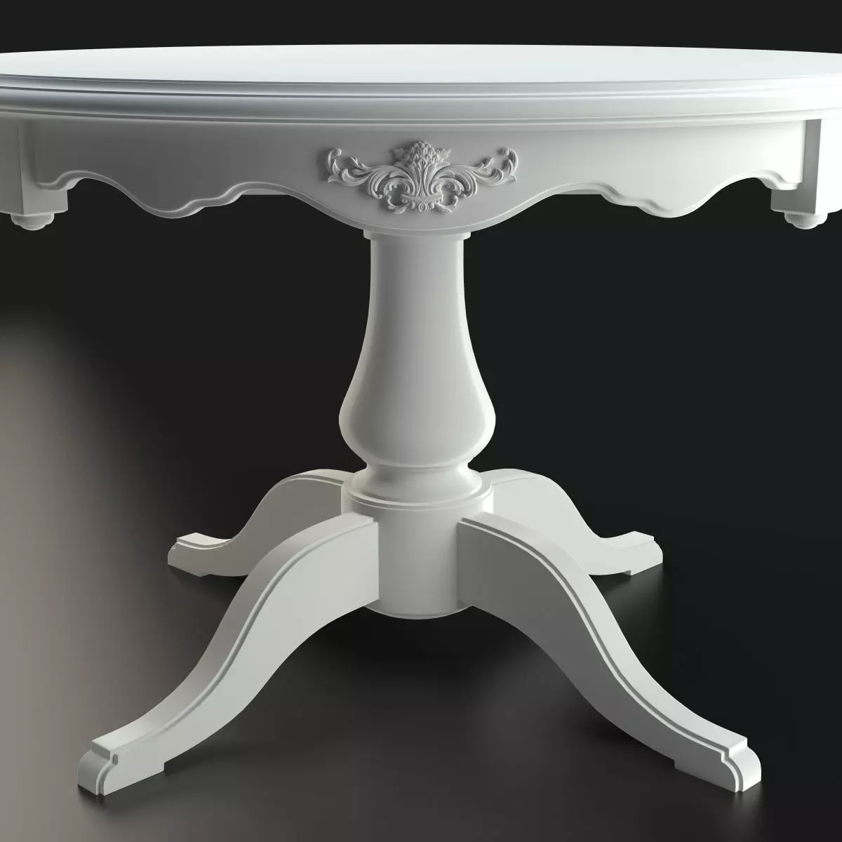 Antique-Style Round Table 3D model_4