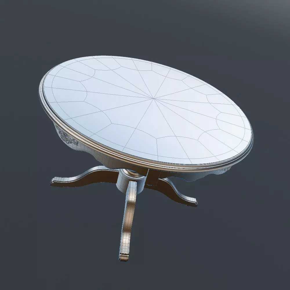 Antique-Style Round Table 3D model_11
