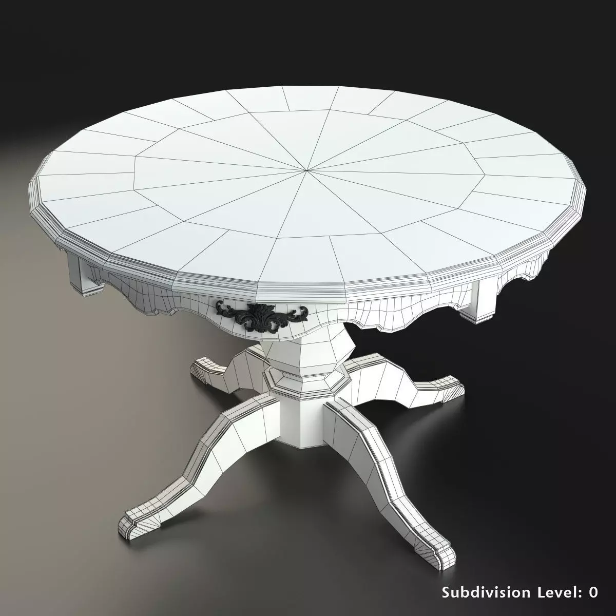 Antique-Style Round Table 3D model_6