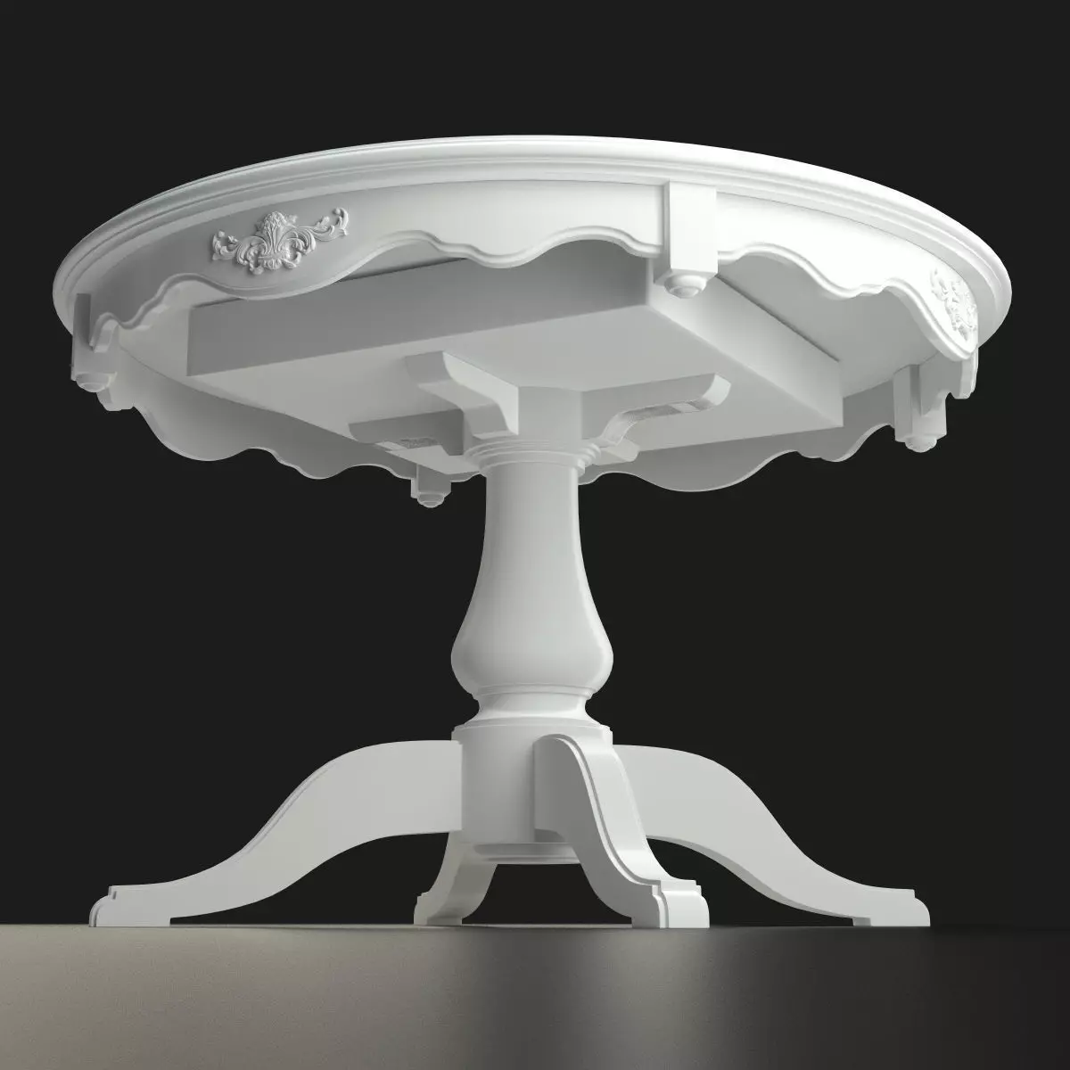 Antique-Style Round Table 3D model_2