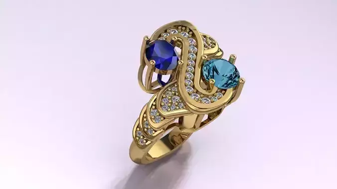Statement Ring Jewelry model - Serenity for women   3D print model