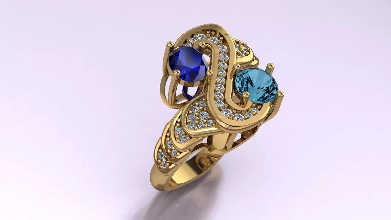 Statement Ring Jewelry model - Serenity for her 3D print model