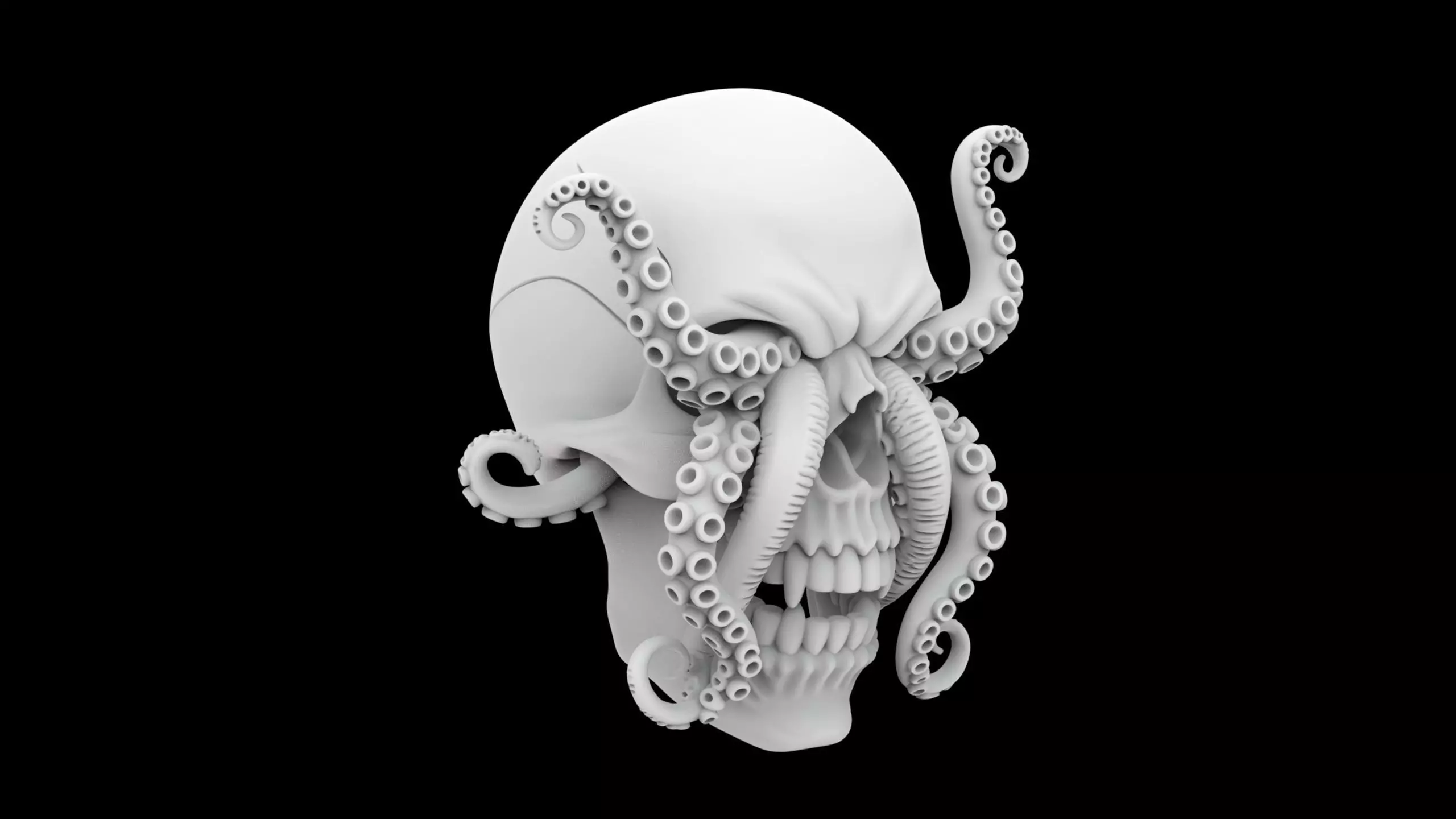 Cursed Pirate Skull with Tentacles 3D Print Model 3D print model
