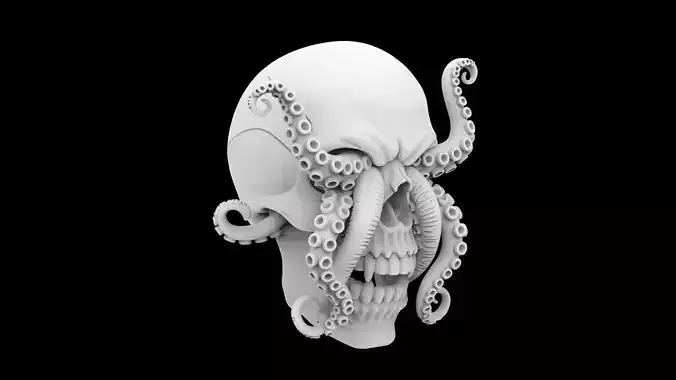Cursed Pirate Skull with Tentacles 3D Print Model