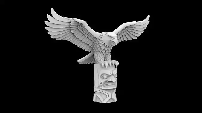 Eagle on Totem Base 3D Print Model
