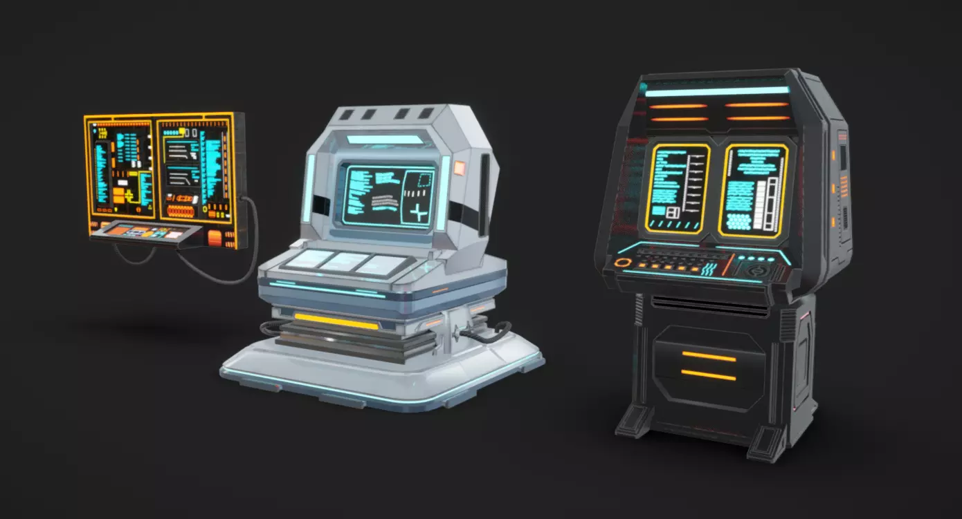SciFi Terminals 20 Low-poly 3D model_1