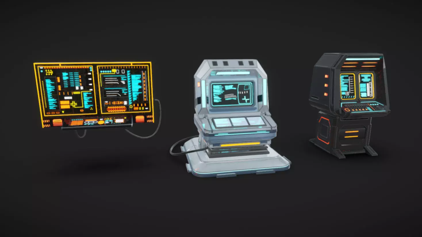 SciFi Terminals 20 Low-poly 3D model_0
