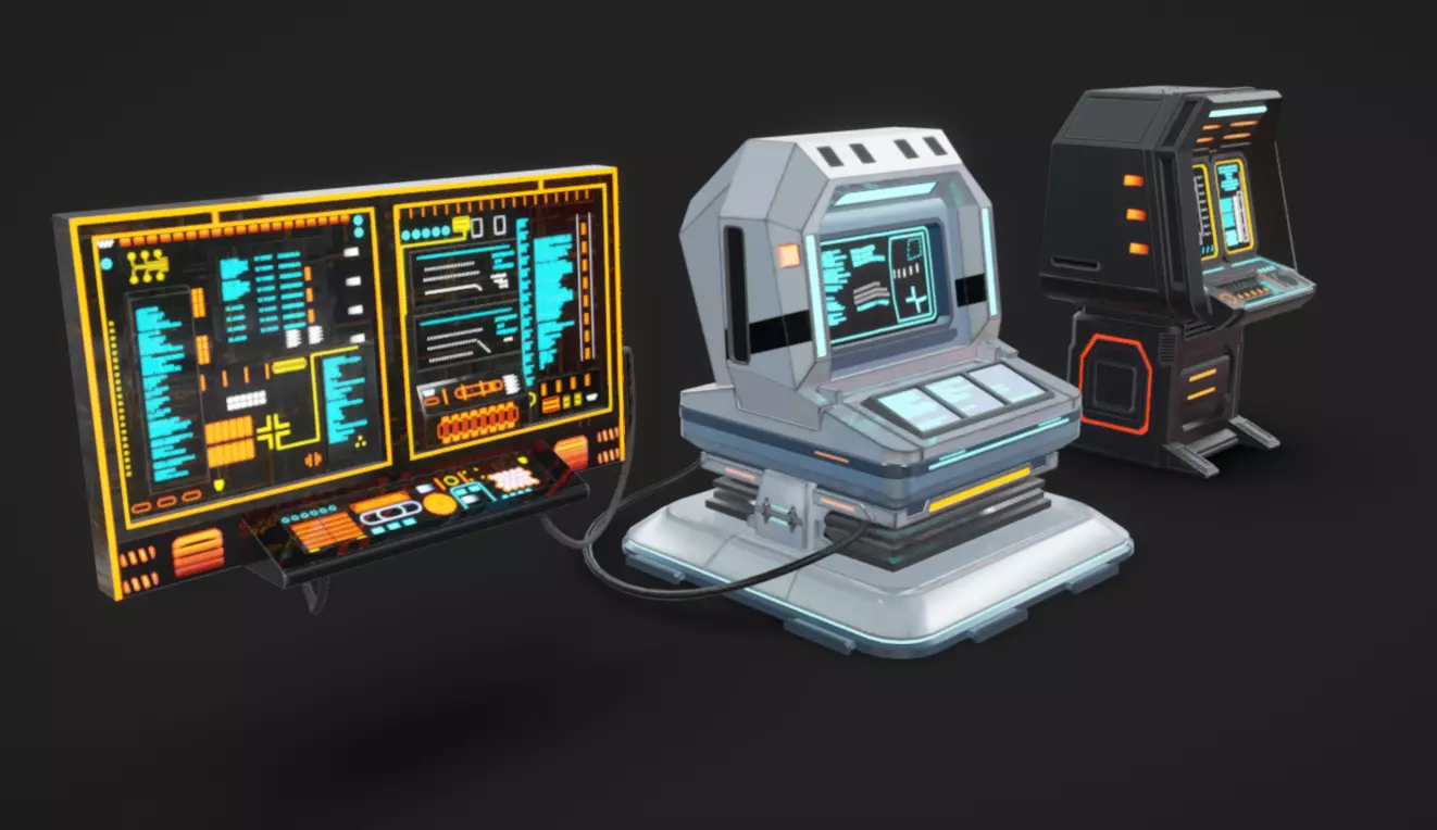 SciFi Terminals 20 Low-poly 3D model_2