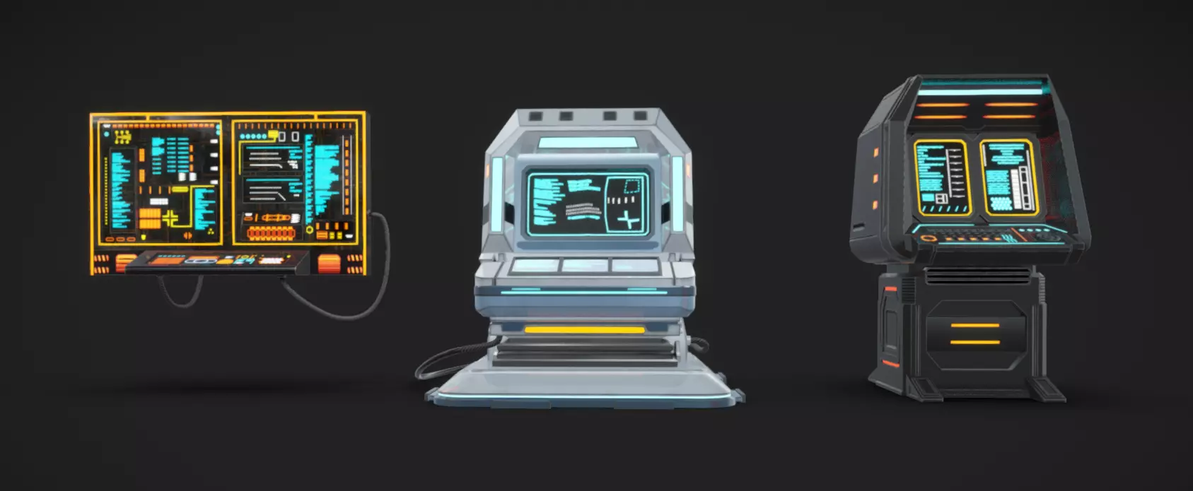 SciFi Terminals 20 Low-poly 3D model_3