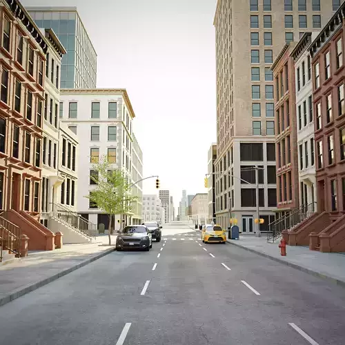 Modular New York Block 4 Low-poly 3D model
