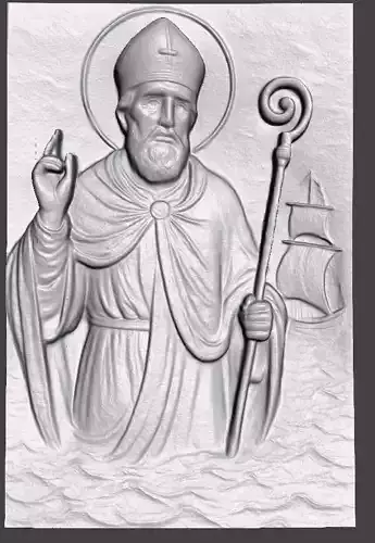 Saint Nicholas Relief Icon for CNC or 3D print model