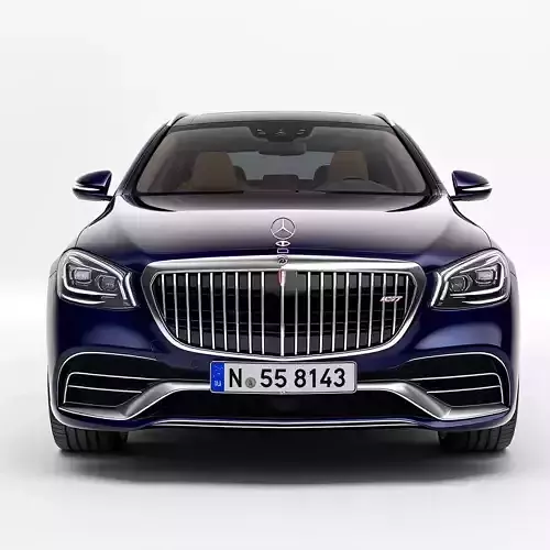 Blue Mercedes Benz Low-poly 3D model