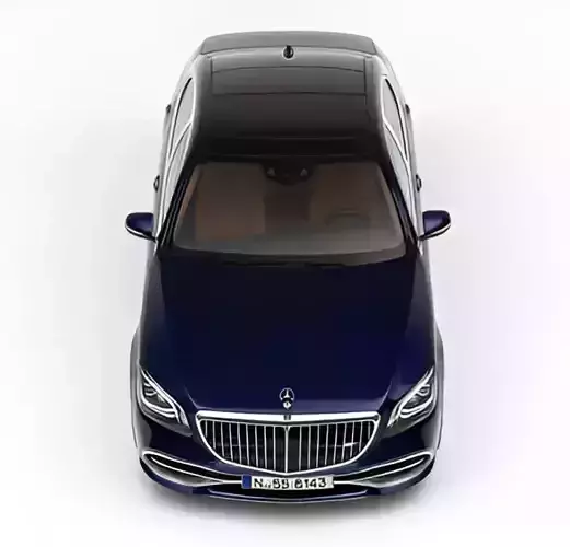 Blue Mercedes Benz Low-poly 3D model 3