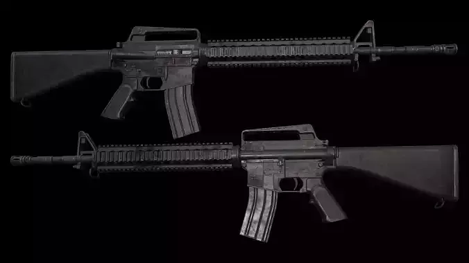M-16 AR-15 Assaultrifle Low-poly 3D model