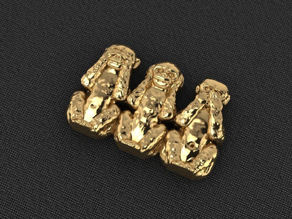 Three Monkey 3D print model_2