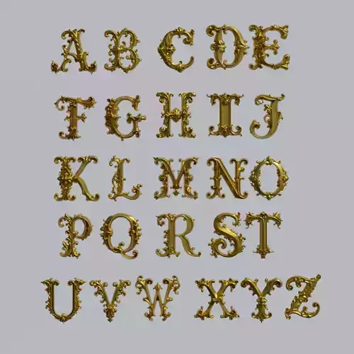 A to Z One Sided Baroque Style Upper Case Letters 02