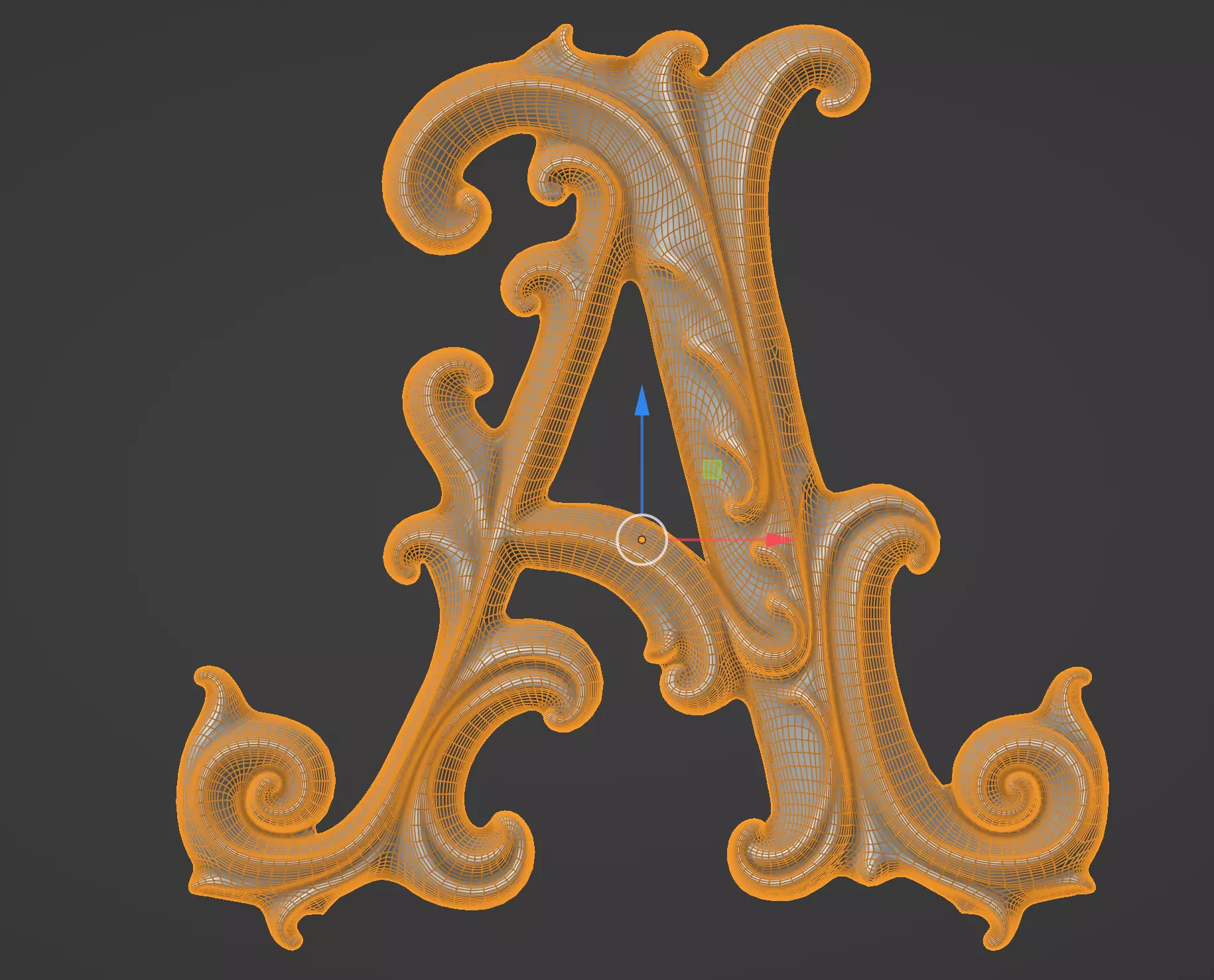A to Z One Sided Baroque Style Upper Case Letters 02 3D model_27