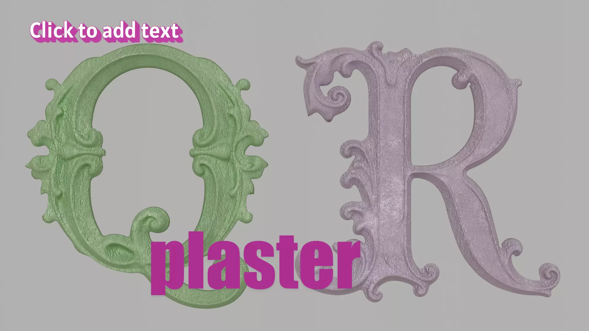 A to Z One Sided Baroque Style Upper Case Letters 02 3D model_9