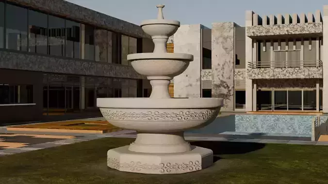 Low Poly Stylized Fountain Game Ready