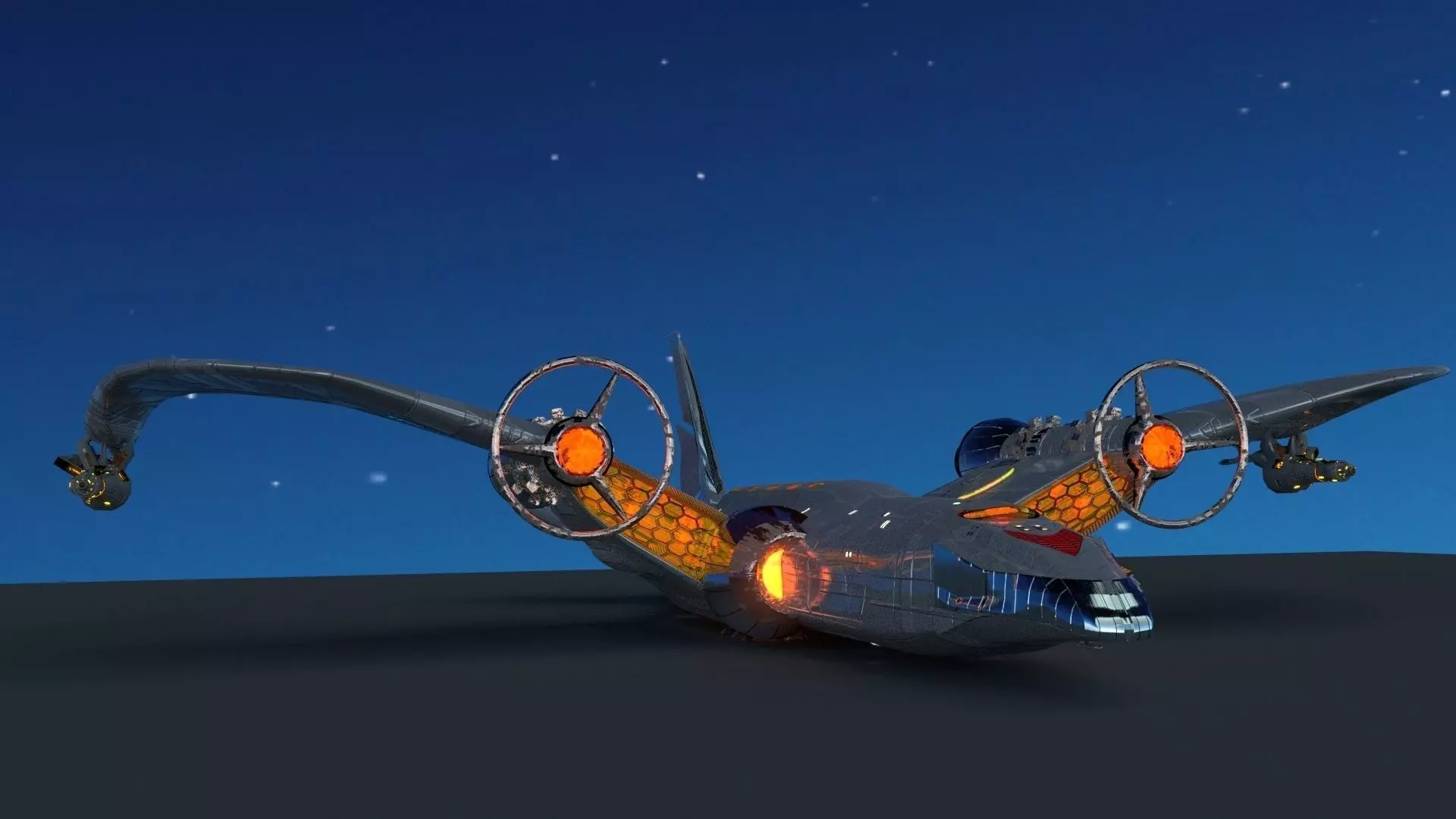 Aerospace Ship Low-poly 3D model_0