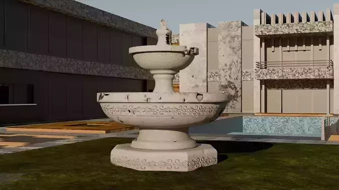Old Stylized Fountain Gameready