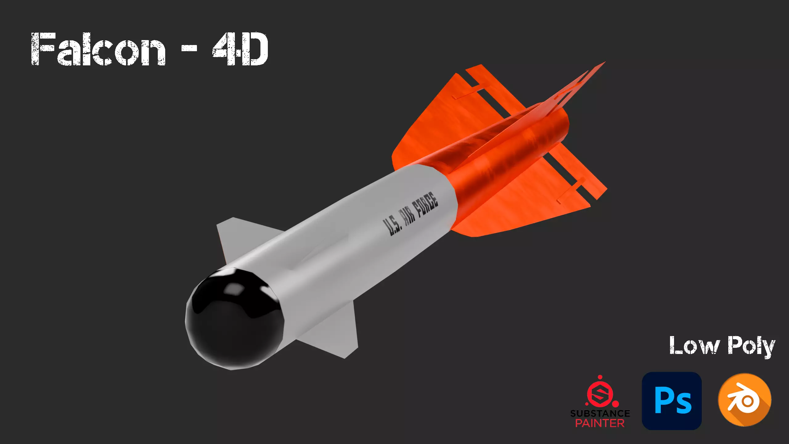Game Ready Rocket - Falcon 4D Low Poly Low-poly 3D model_0