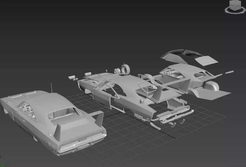 DODGE CHARGER DAYTONA HEMI 1969 SEPARATED-READY TO PRINT 3D print model_3