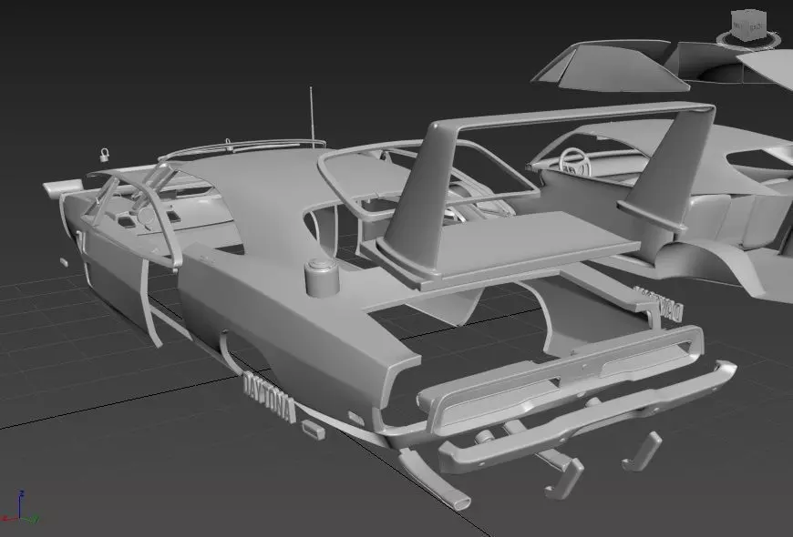 DODGE CHARGER DAYTONA HEMI 1969 SEPARATED-READY TO PRINT 3D print model_5
