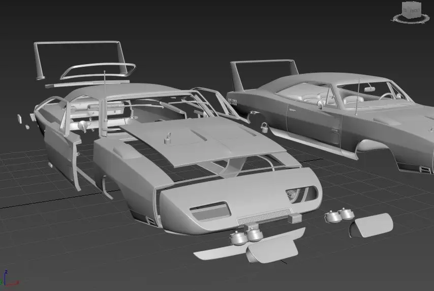 DODGE CHARGER DAYTONA HEMI 1969 SEPARATED-READY TO PRINT 3D print model_4