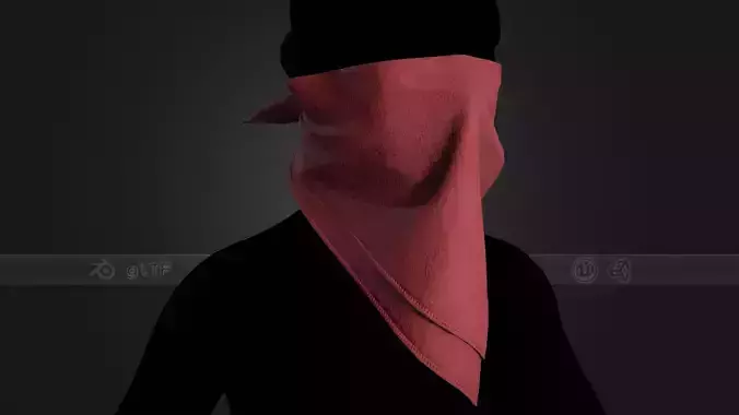 Red Bandana Face Mask Low-poly 3D model