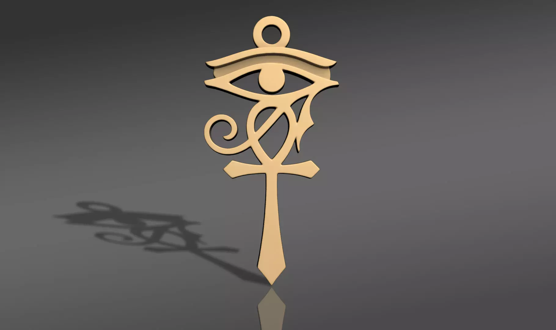 EYE OF HORUS ANKH CROSS ANCIENT EGYPT PENDANT 3D print model_5