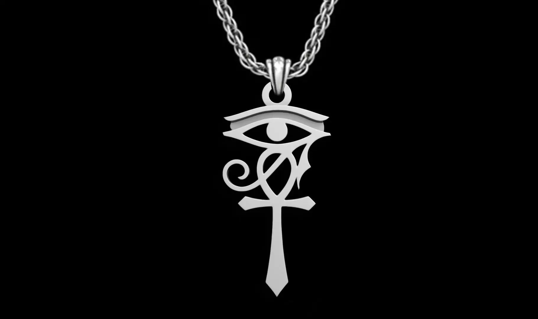 EYE OF HORUS ANKH CROSS ANCIENT EGYPT PENDANT 3D print model_2