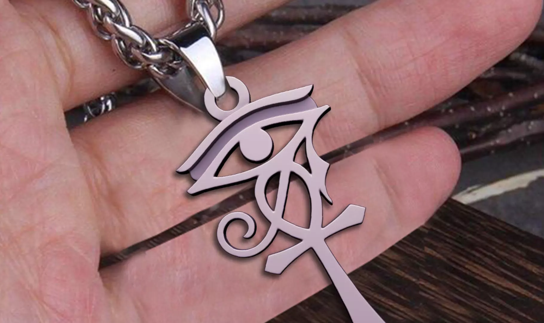 EYE OF HORUS ANKH CROSS ANCIENT EGYPT PENDANT 3D print model_7