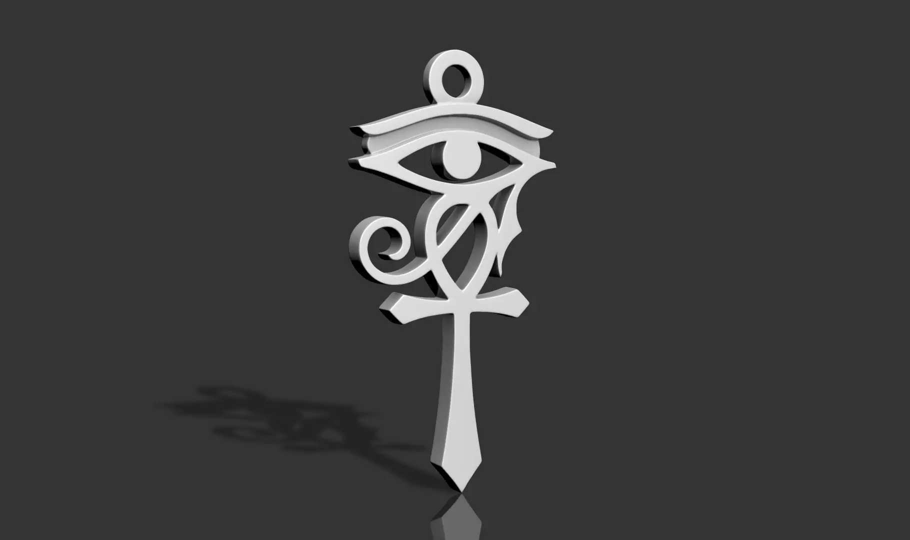 EYE OF HORUS ANKH CROSS ANCIENT EGYPT PENDANT 3D print model_8