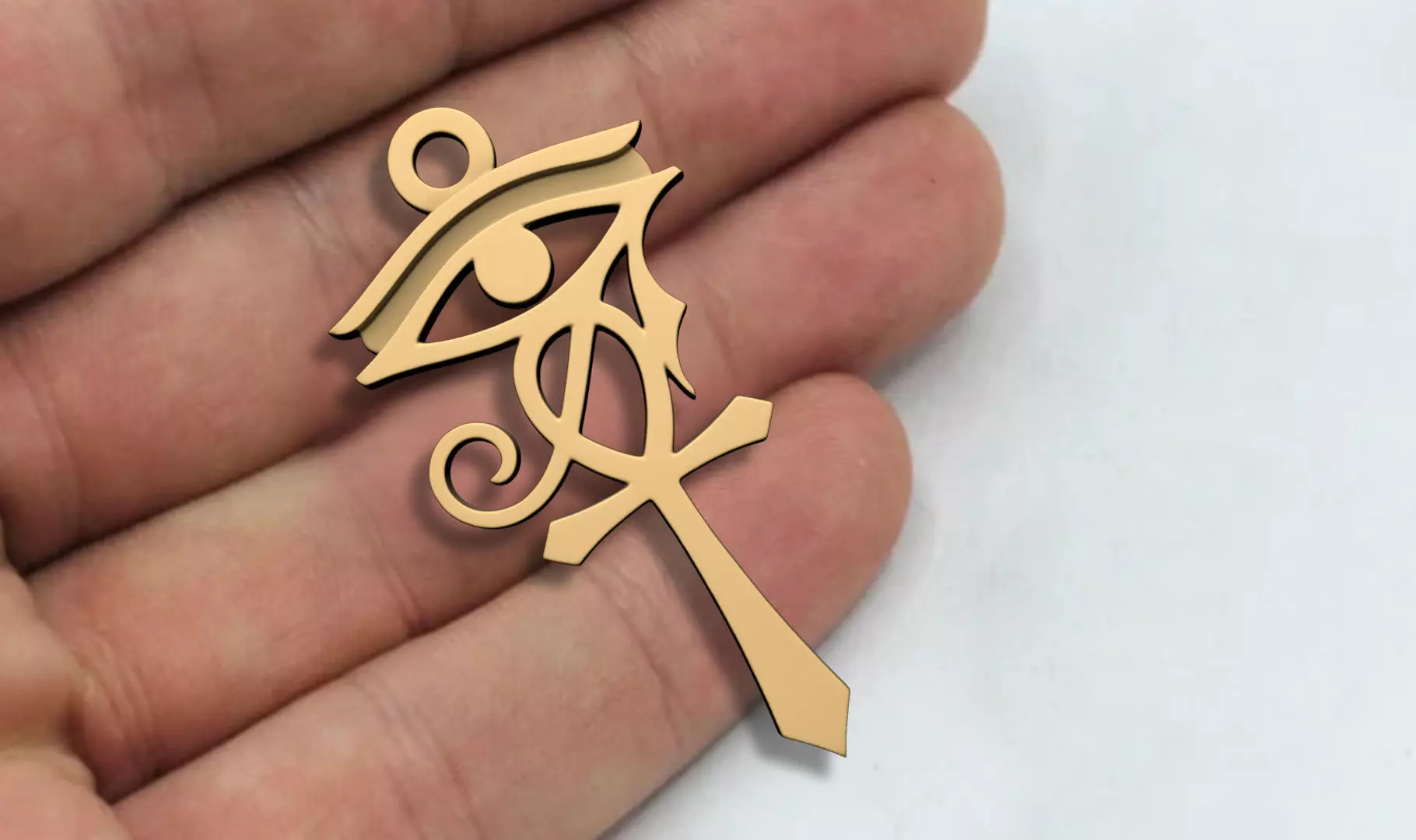 EYE OF HORUS ANKH CROSS ANCIENT EGYPT PENDANT 3D print model_3