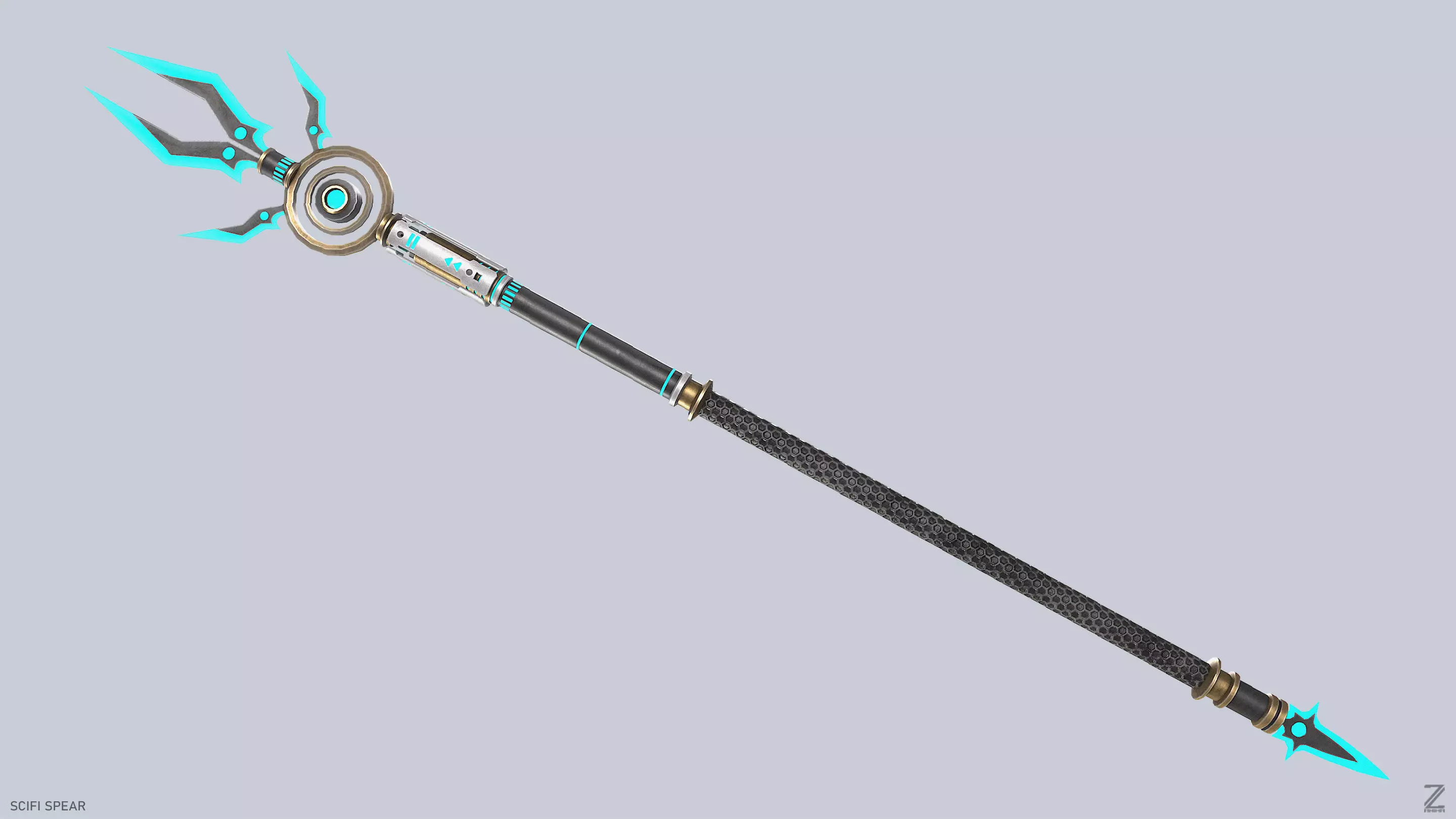 Scifi spear Low-poly 3D model_0