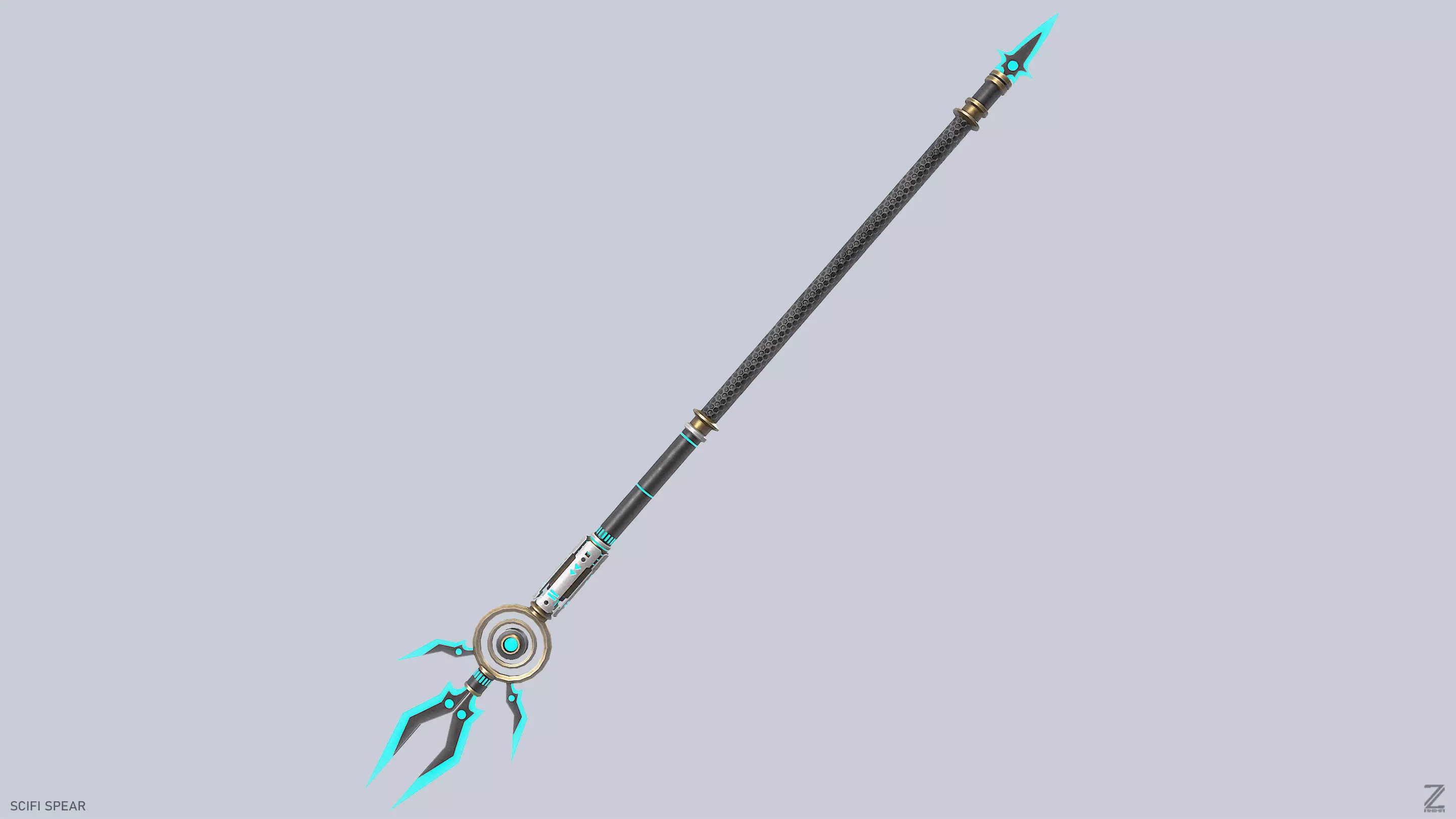 Scifi spear Low-poly 3D model_7