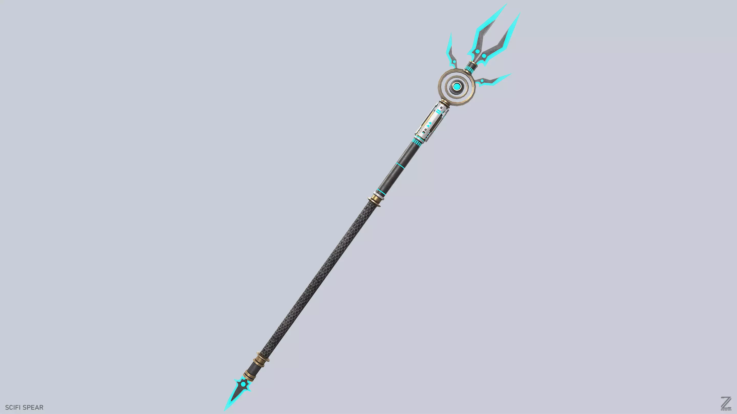 Scifi spear Low-poly 3D model_5