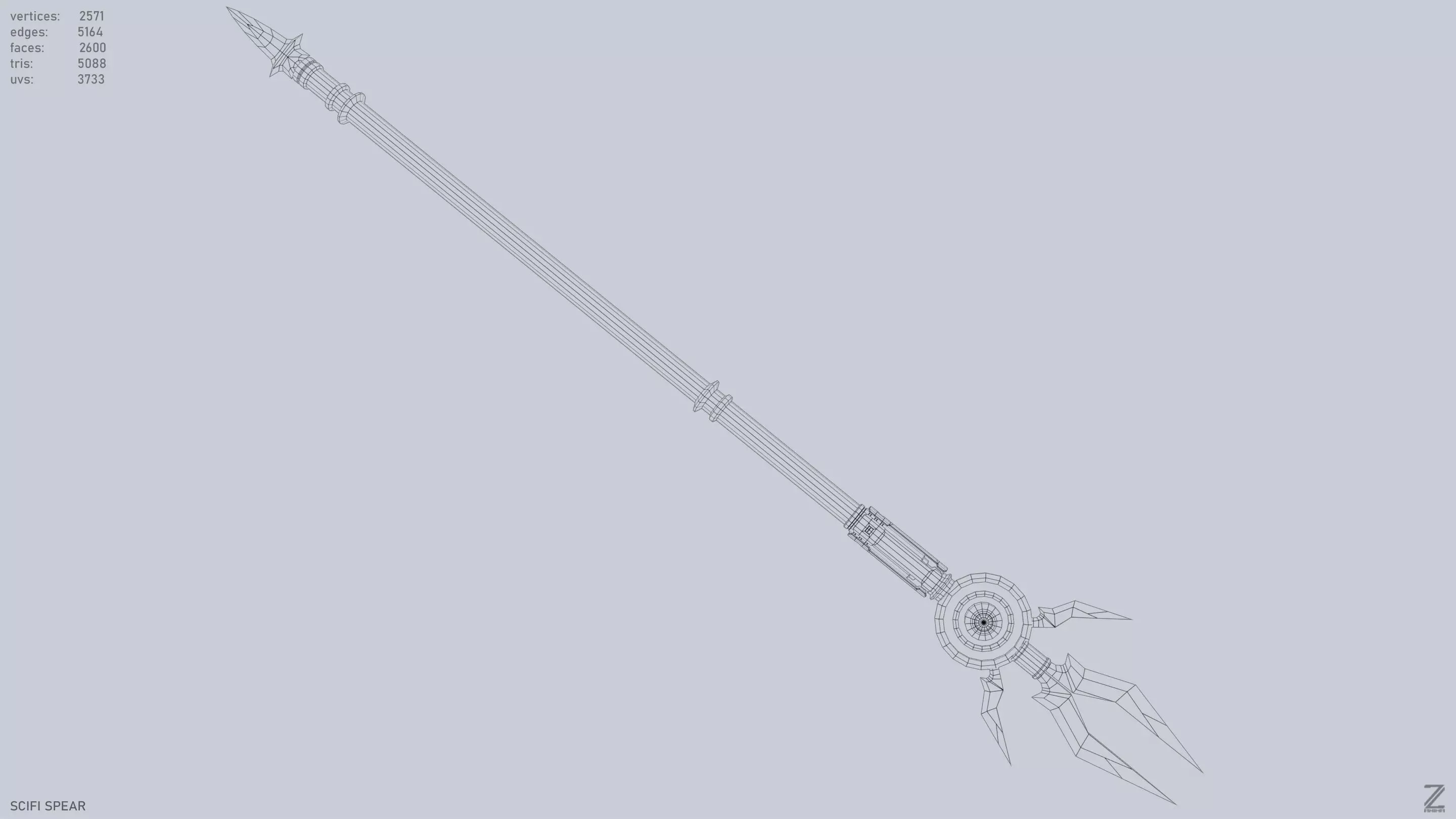 Scifi spear Low-poly 3D model_12