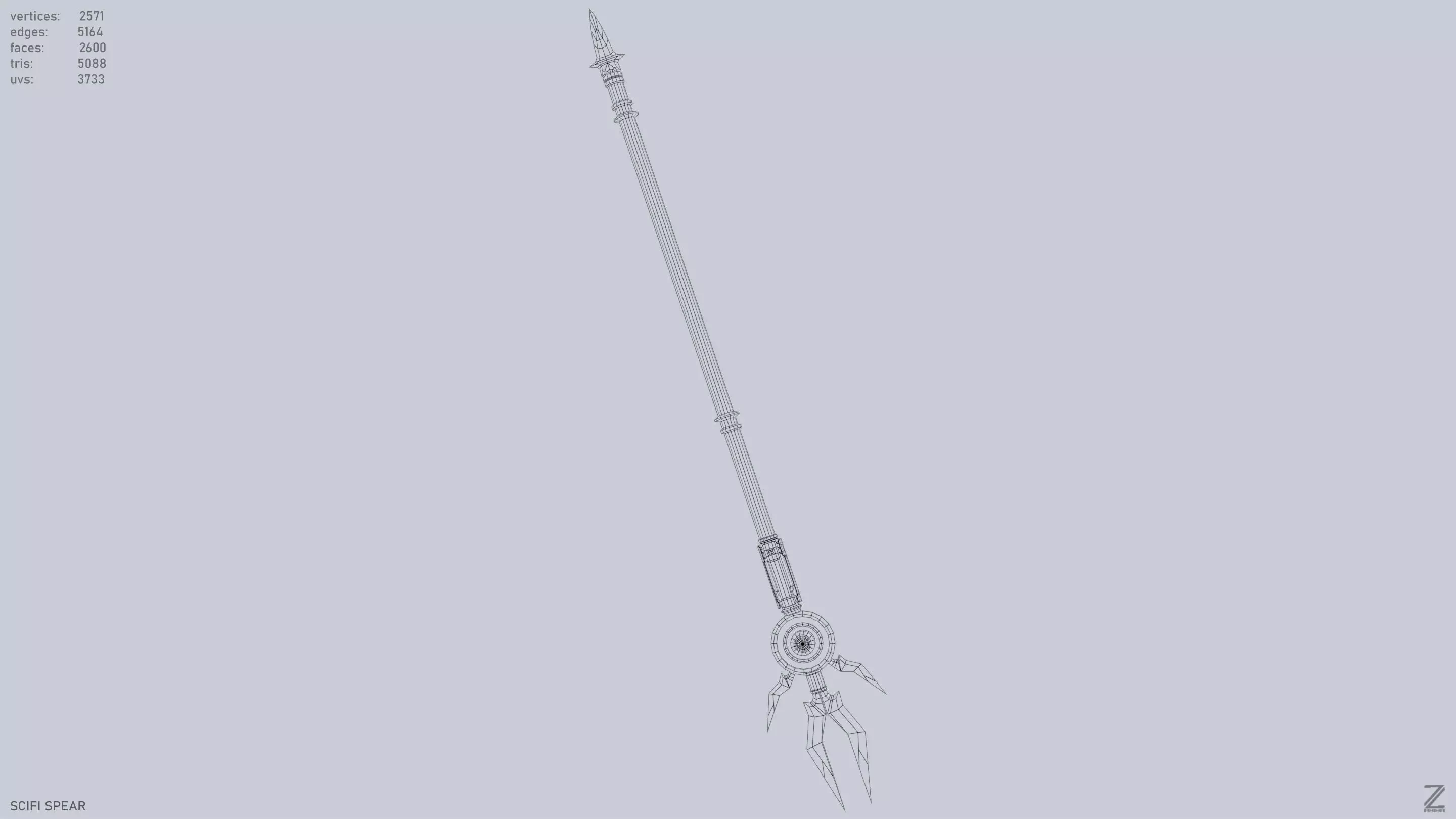 Scifi spear Low-poly 3D model_14