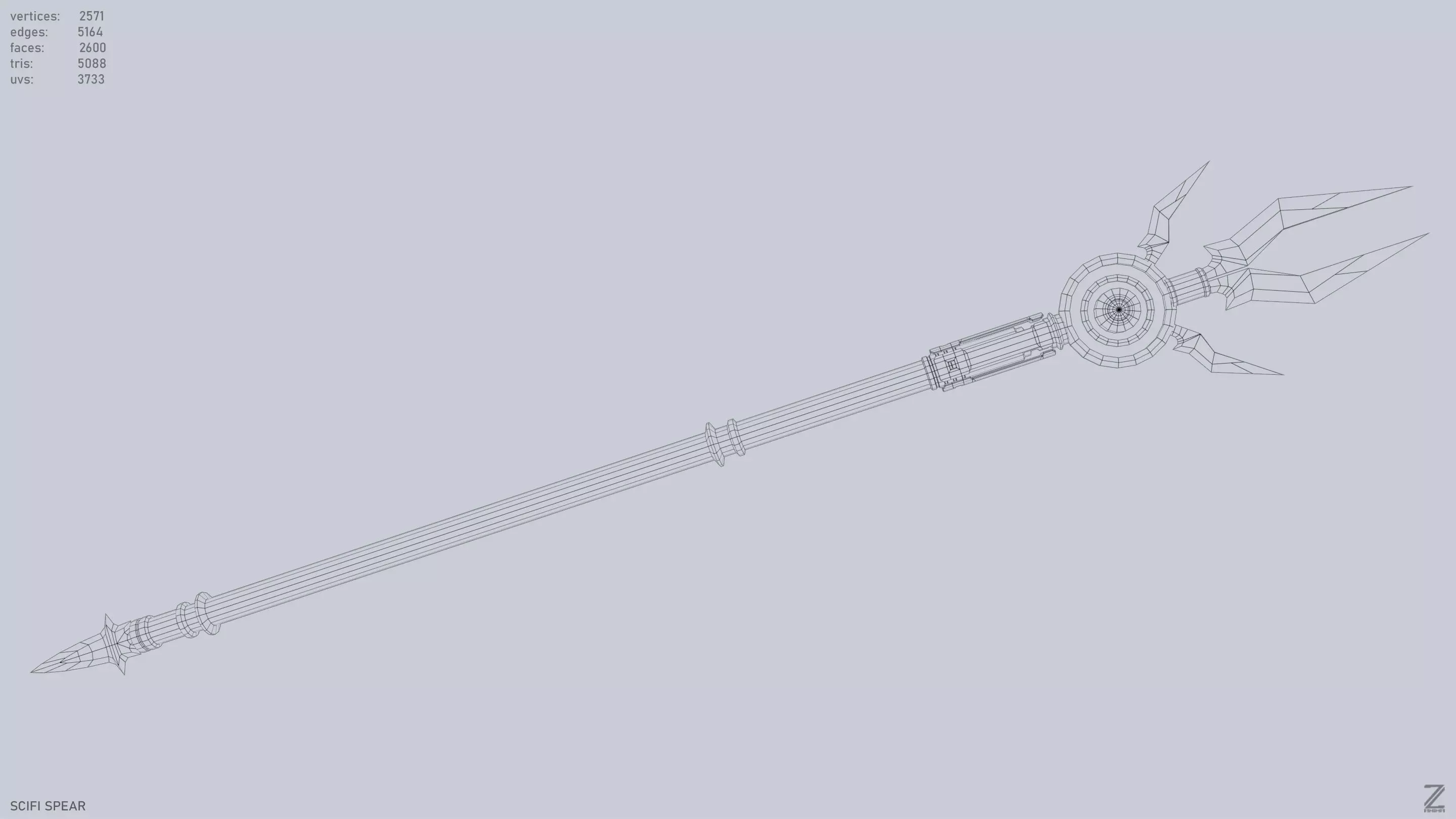Scifi spear Low-poly 3D model_15