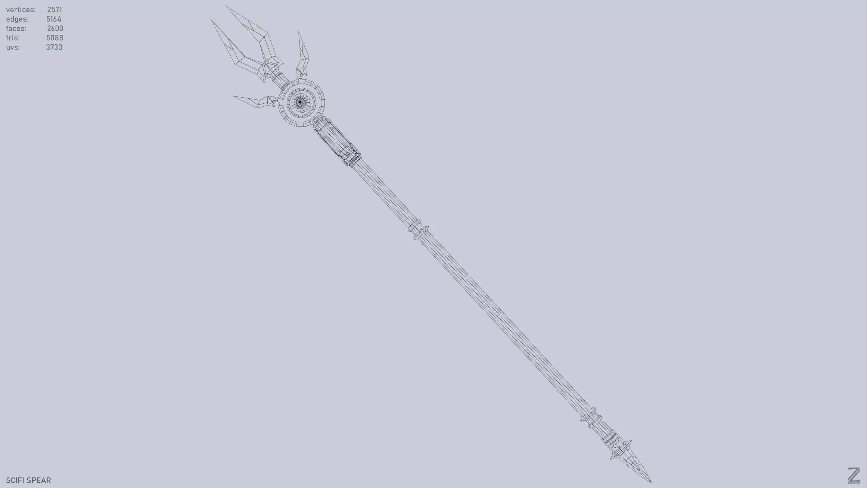 Scifi spear Low-poly 3D model_10