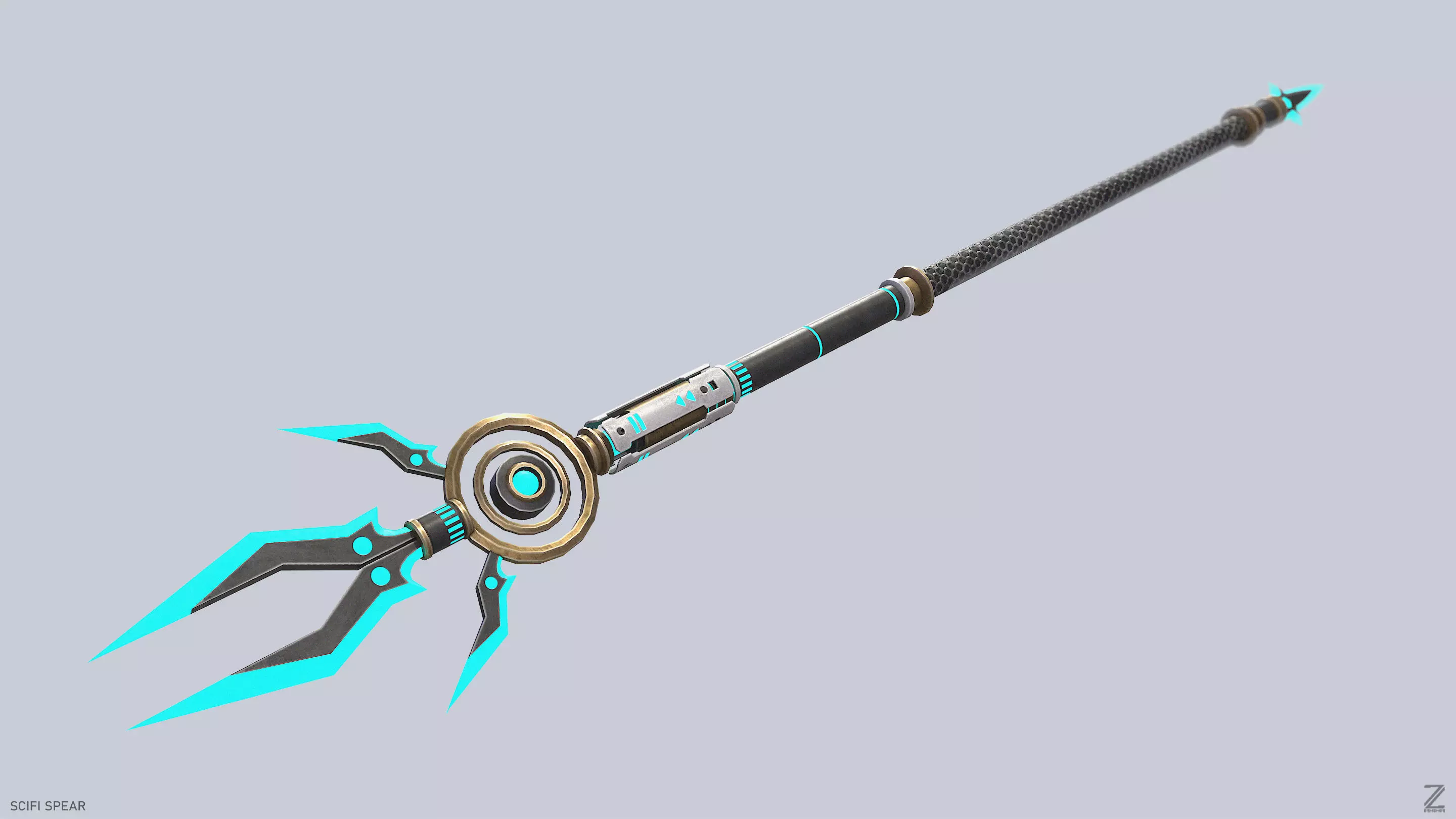 Scifi spear Low-poly 3D model_2
